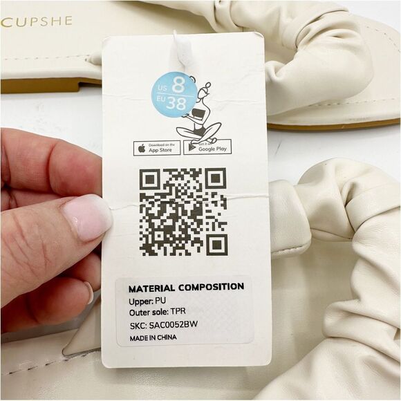 Y2K Cream Ruched Flip Flop Flat Slip-On Sandals New US 8 EUR 38 - Picture 10 of 12